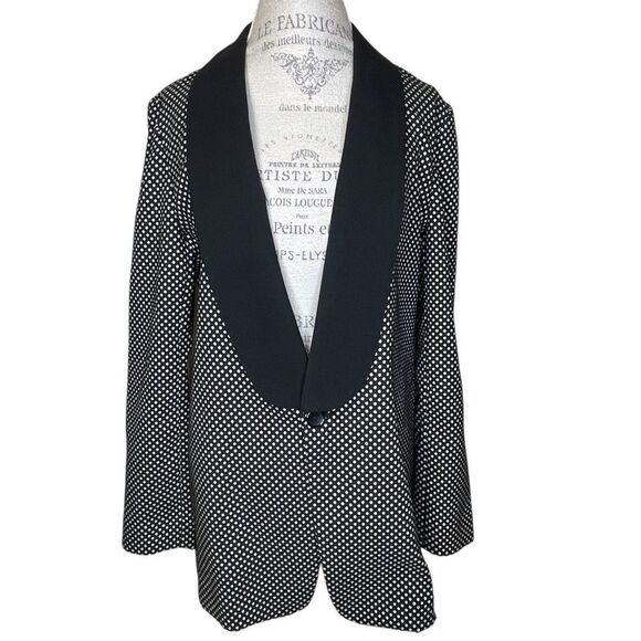 NWT The Limited Lurex Dot Long Line One-Button Blazer Jacket Shawl Collar 14 - Picture 1 of 11